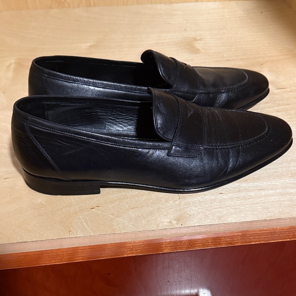 Elegant Black Leather Slip-On Loafers